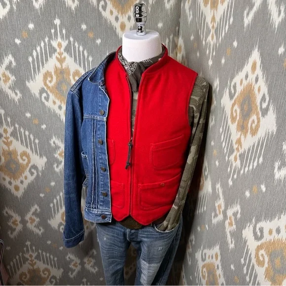 Polo Ralph Lauren Fall ‘10 Red Reversible Sheep Wool Nylon Quilted Hunting Vest